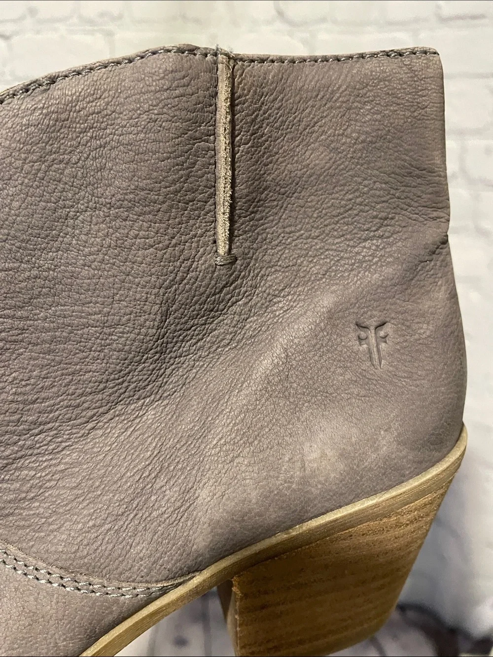 Frye Gray Suede Ankle Booties with Low Stacked Heel 9.5